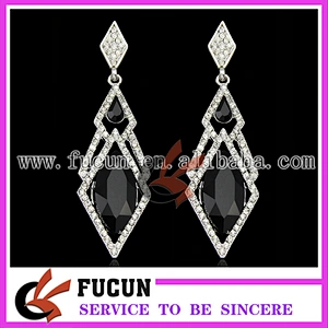 latest fashion design zinc making rhinestone earrings jewelry China wholesale