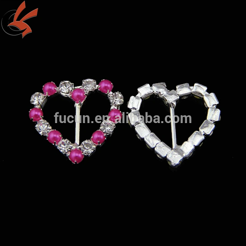 25*26mm heart Pearl rhinestone slider buckles Embellishment
