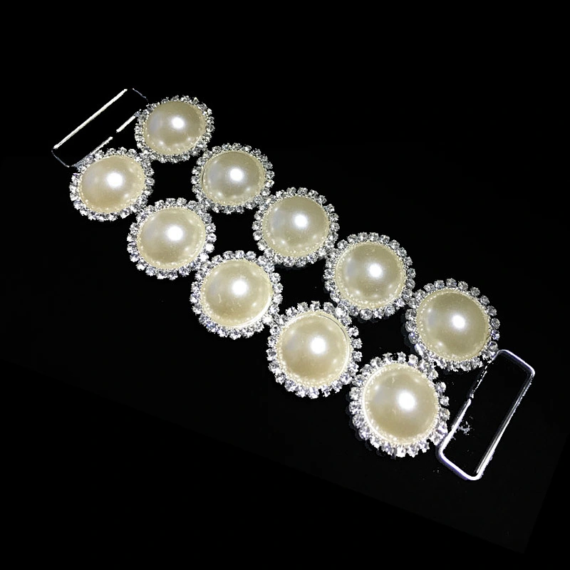 2018 hot sale 13cm pearl style rhinestone swimwear connector for bikini