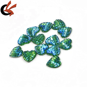 Wholesale Fish Scales AB Colors Heart shape Resin Rhinestones