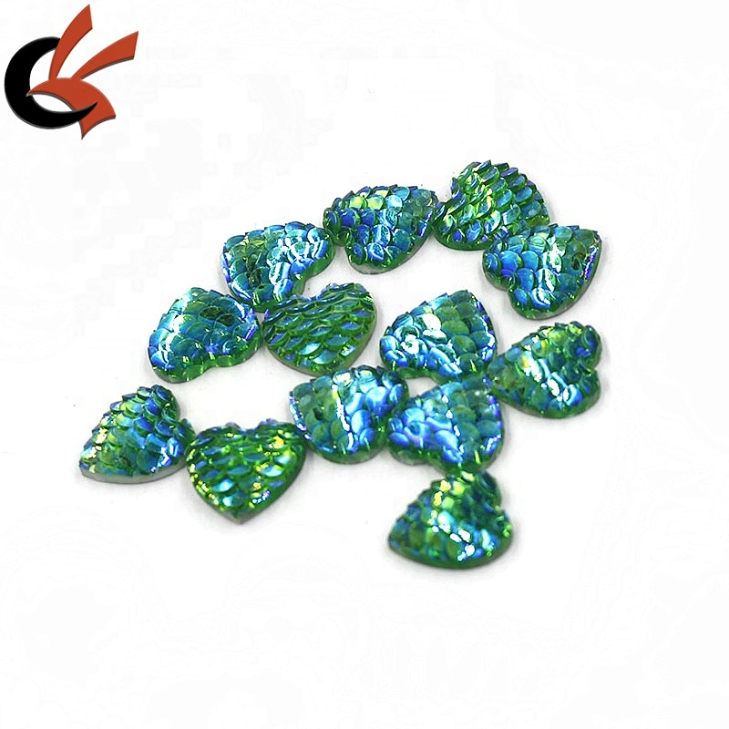Wholesale Fish Scales AB Colors Heart shape Resin Rhinestones