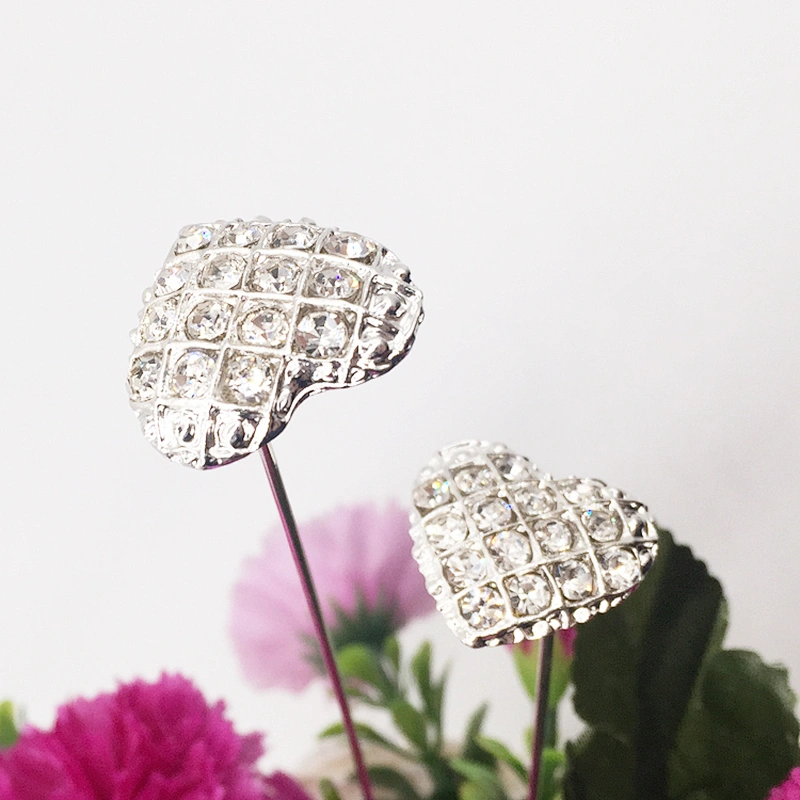 Valentines Gift Flower Bouquet Metal Rhinestone Brooch Stem Packing for Wedding