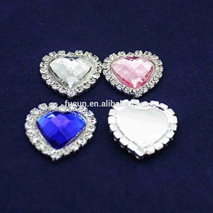 fashion style sew on colorful acrylic rhinestone heart buckle for napkin decoration