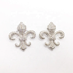 China Wholesale Shoe Parts Accessories Fleur-de-lis Rhinestone Crystal Shoe Purse Clip Buckles