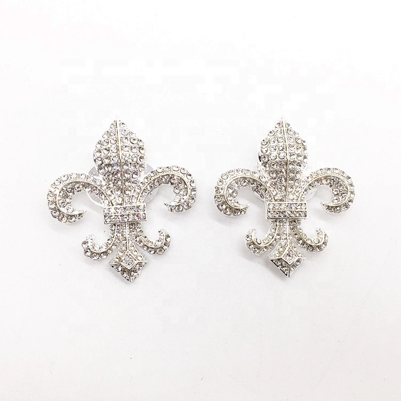 China Wholesale Shoe Parts Accessories Fleur-de-lis Rhinestone Crystal Shoe Purse Clip Buckles