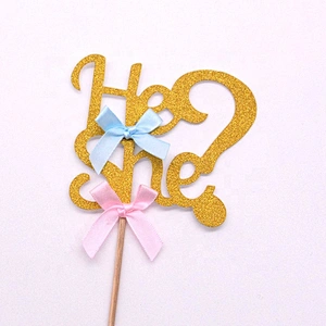 Party Supplies Babe Shower Happy Birthday He or She Cake Pop Sticks Paper Cake Topper