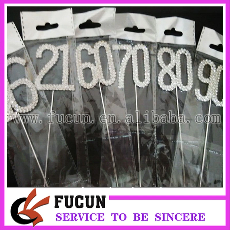 hot sale number 0-9 rhinestone cake topper for Birthday cake decoration