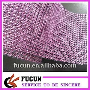 hot sale 24 rows rose pink plastic mesh trimming without rhinestones