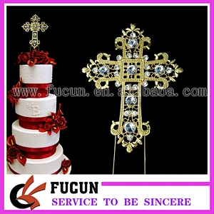2018 high quality rhinestone Cross Cake Topper
