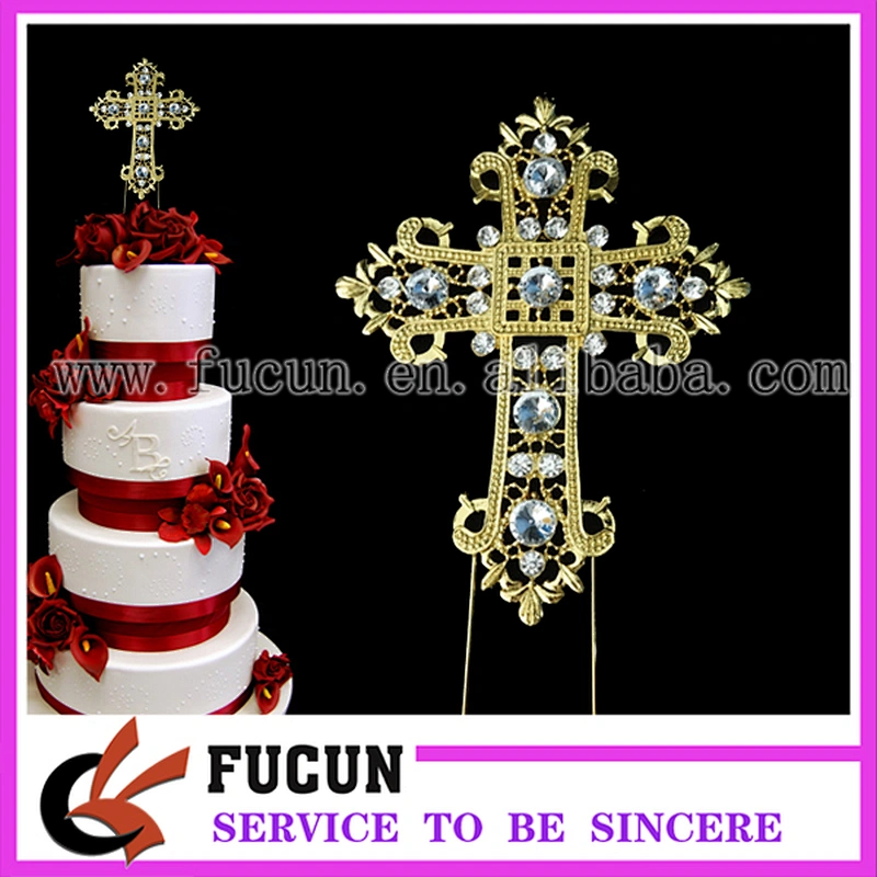 2018 high quality rhinestone Cross Cake Topper