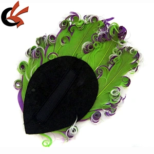 purple on orange and black 3 tones curly goose feather pad for headband