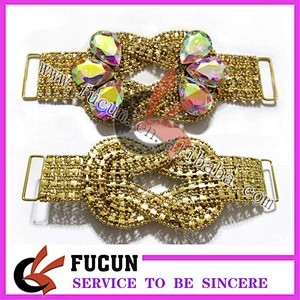 wholesale rhinestone bikini gold connector/bikini connector strass for bracelets swimwear