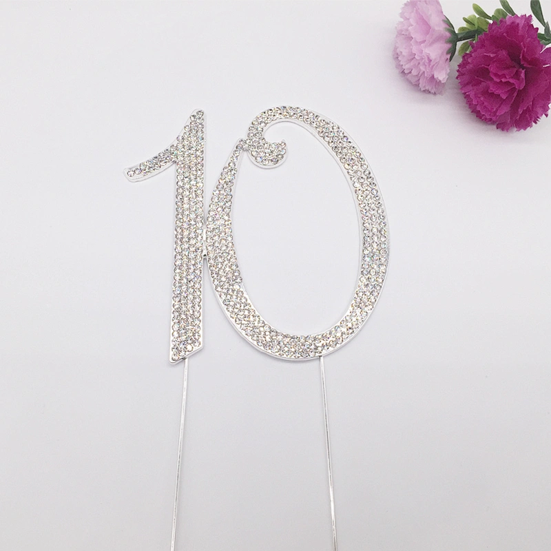 Couple anniversary party favors rhinestone number birthday cake topper kids party decorations
