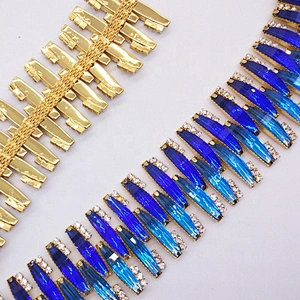 DIY Costume Sew On Gold Metal Custom resin color rhinestone trimming