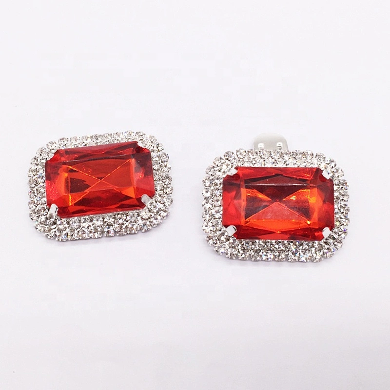 Hot selling superior quality women fashion shoe red color crystal jewelry shoe clip buckle