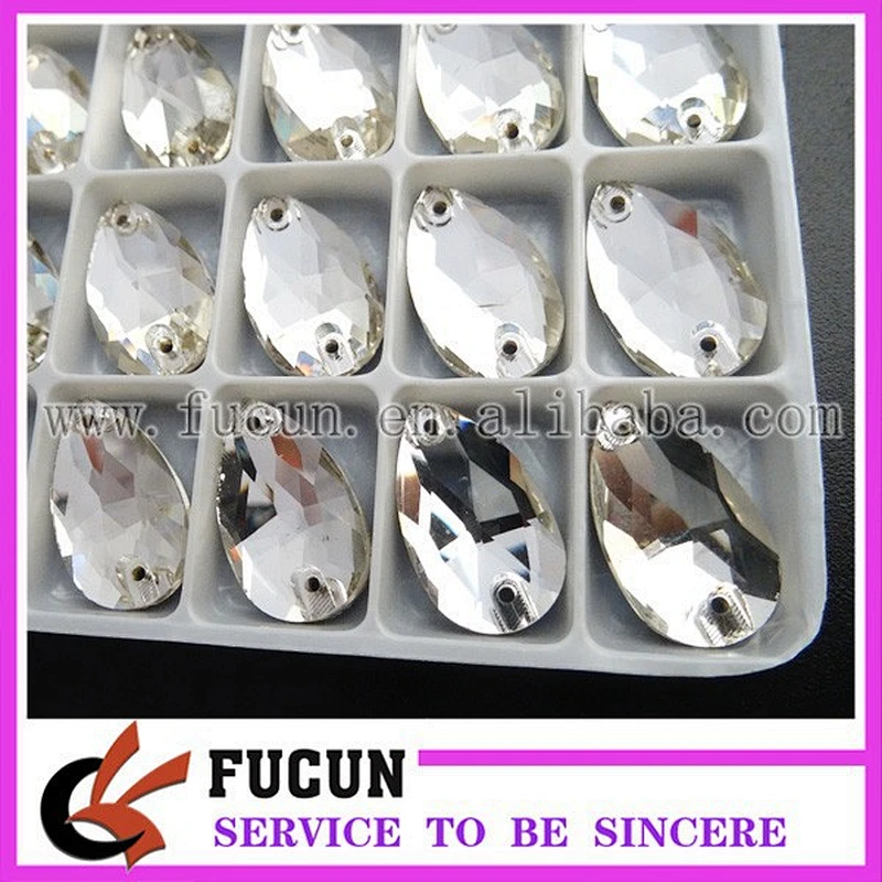 17*28mm sew on tear drop crystal glass stone for wedding dress decoration