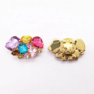 Rhinestones Decoration Various Colors Gold High Heel Shoe Spring Flat Clip Buckles