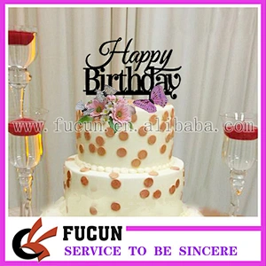 Happy birthday black acrylic cake topper for birthday cake decoration