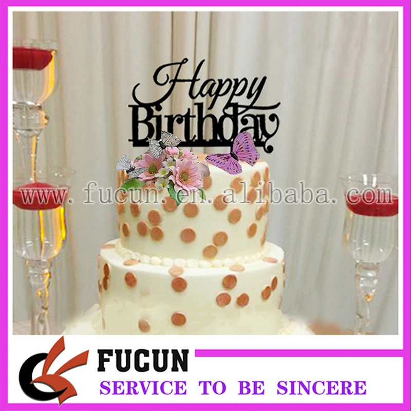 Happy birthday black acrylic cake topper for birthday cake decoration