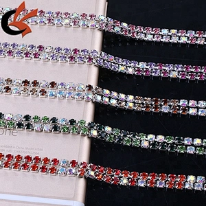 colorful rhinestone chain roll crystal rhinestone cup chain trimming