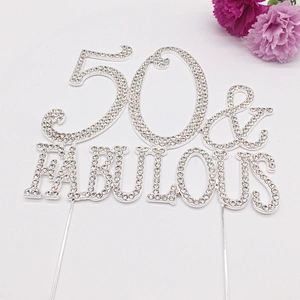 wedding birthday party favor rhinestone anniversary decoration monogram cake topper
