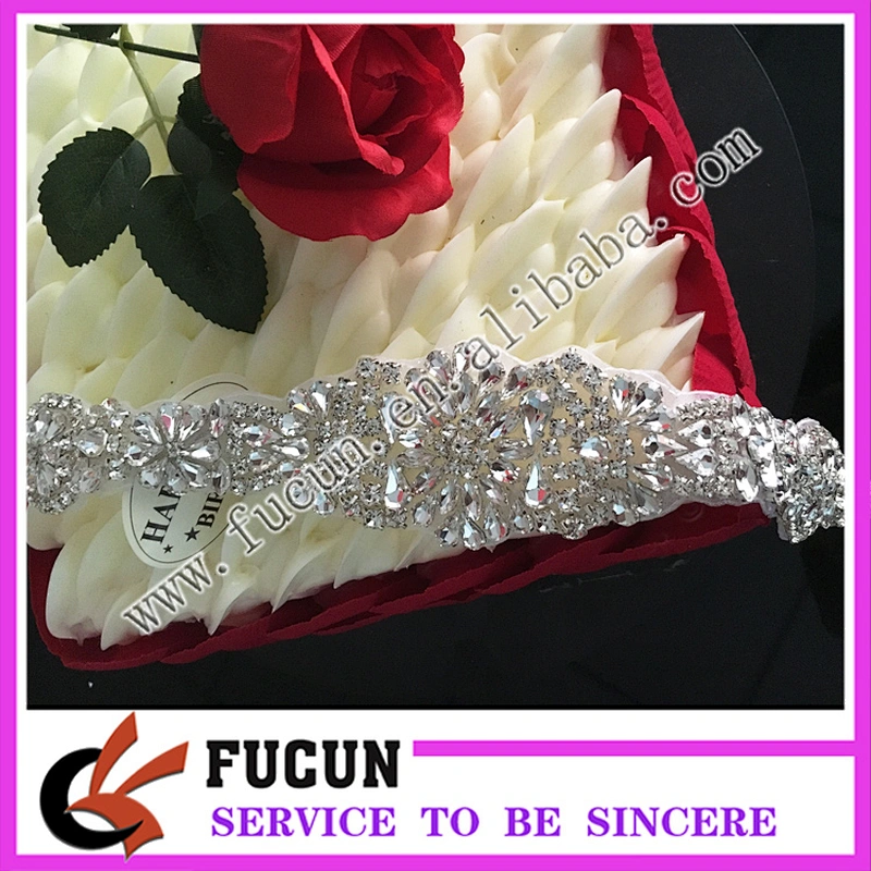New product hot fix rhinestone belt applique for wedding dress wholesale