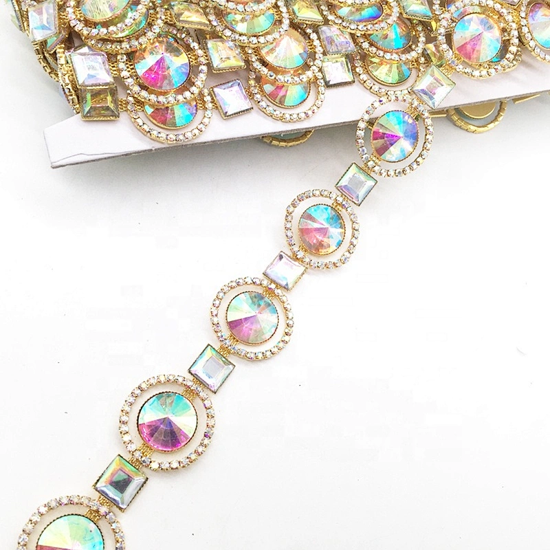 Rhinestone Trim Round AB Stone Banding Trimmings For Carnival Dress