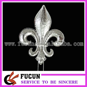 wholesale Large Rhinestone Silver Fleur De Lis Mardi Gras Saints Cake Topper Decoration