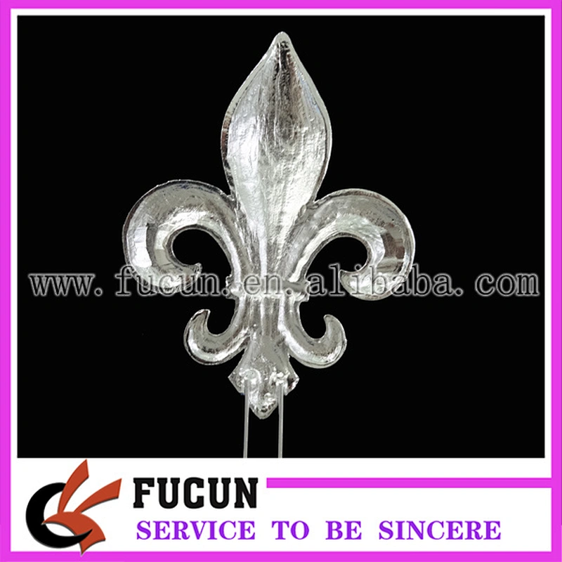 wholesale Large Rhinestone Silver Fleur De Lis Mardi Gras Saints Cake Topper Decoration