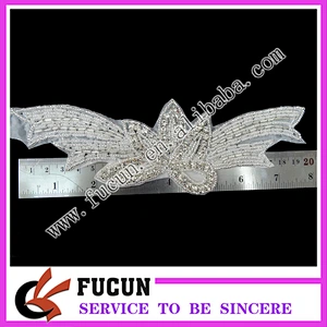 Fashion Wedding Rhinestones Applique Trimming/Bridal Sash Embroidery Designs