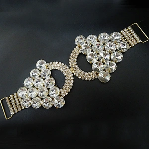 Hight Quality Guarantee Crystal Gold Glass Bra Flexional Rhinestone Bikini Connector Wholesale