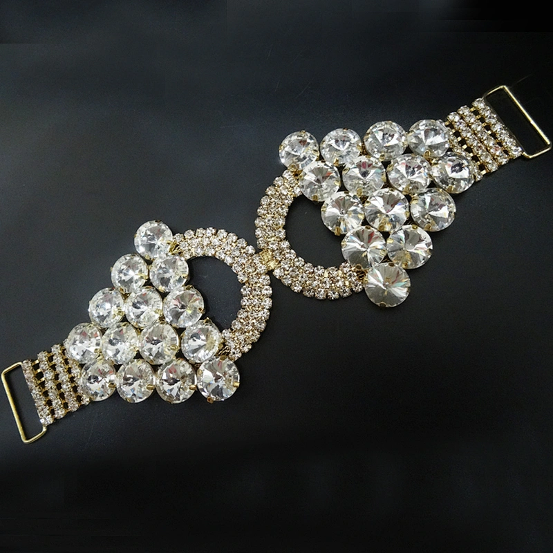 Hight Quality Guarantee Crystal Gold Glass Bra Flexional Rhinestone Bikini Connector Wholesale