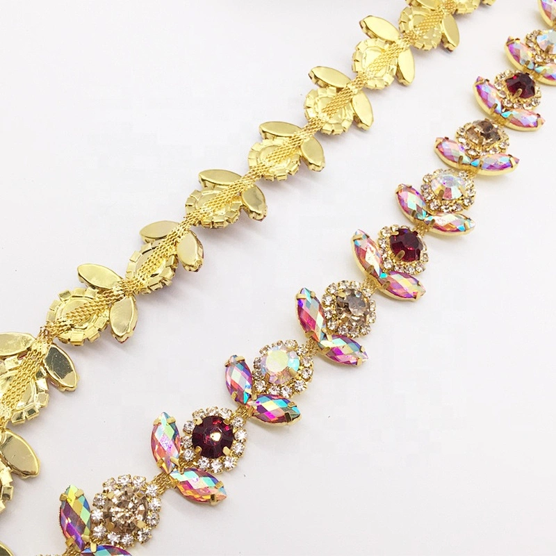 Carnival Dress Decorative Gold Resin Chains Necklaces Type AB Rhinestone Main Stone Trims