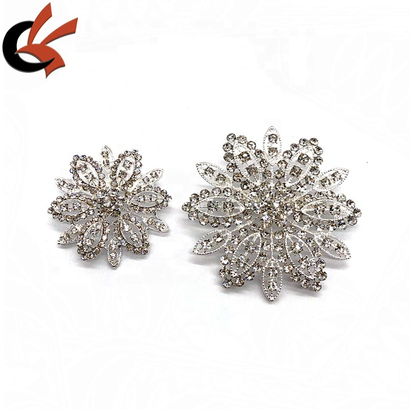 New Silver clear crystal rhinestone flower brooches