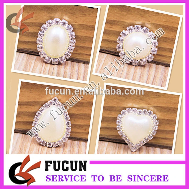 NEW 22*20mm pearl rhinestone buttons for flower center embellishment or hair bow craft DIY