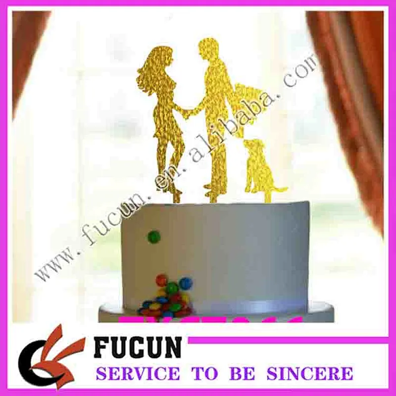 Hot Selling Customized couple style acrylic glitter Cake Topper For Wedding