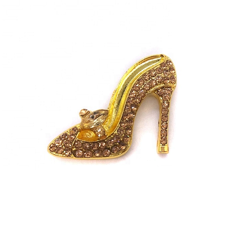 Hight Quality Color painting rhinestone high heel brooch