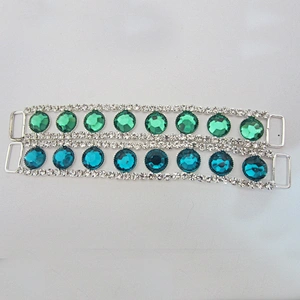 fancy embellishment blue and green acrylic rhinestone bikini connector