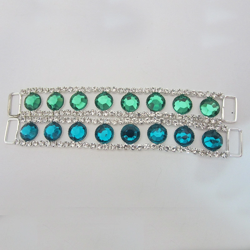 fancy embellishment blue and green acrylic rhinestone bikini connector