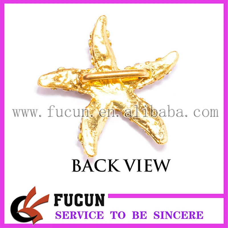 Mini plating gold clear starfish rhinestone brooch