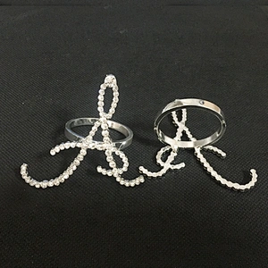 bulk cheap wholesale crystal diamond initial name alphabet English letter napkin ring