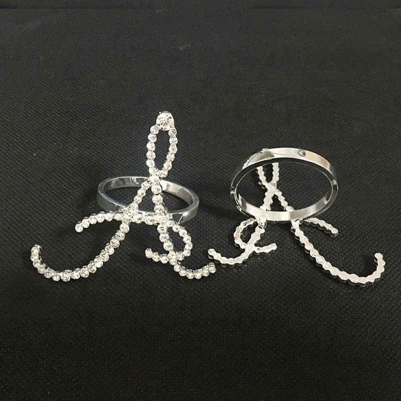 bulk cheap wholesale crystal diamond initial name alphabet English letter napkin ring