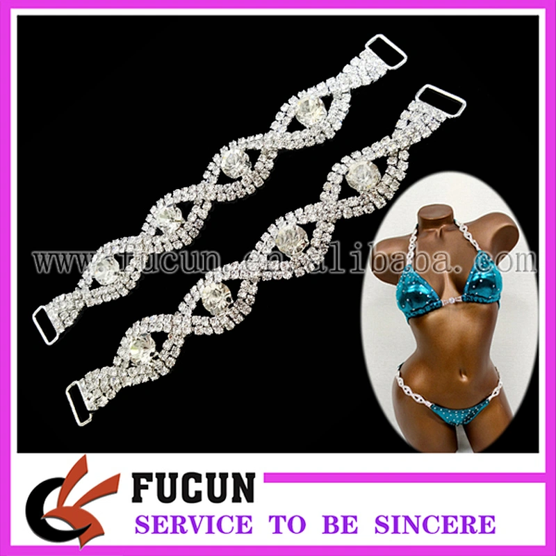 FLOWER BIKINI SWIMWEAR CRYSTAL RHINESTONE CONNECTOR STUNNING ON STAGE