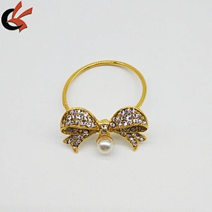 fashion bowknot rhinestone napkin ring for wedding