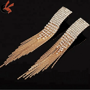 Sparkly Long Dangling Crystal Rhinestone Earrings