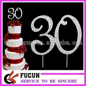 7cm Rhinestone Number 50Silver Crystal diamond cake Topper
