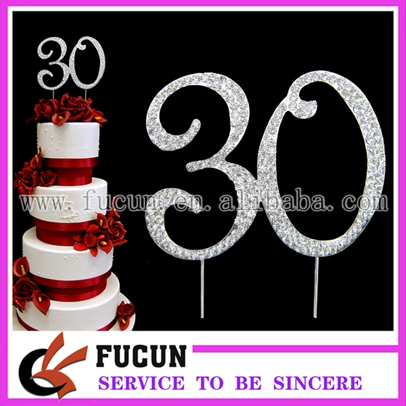 7cm Rhinestone Number 50Silver Crystal diamond cake Topper