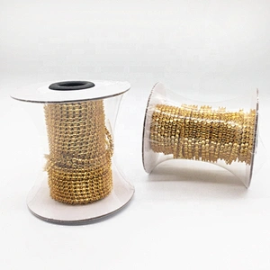 high quality fancy rhinestone cup chain roll 3mm gold settings empty cup chain