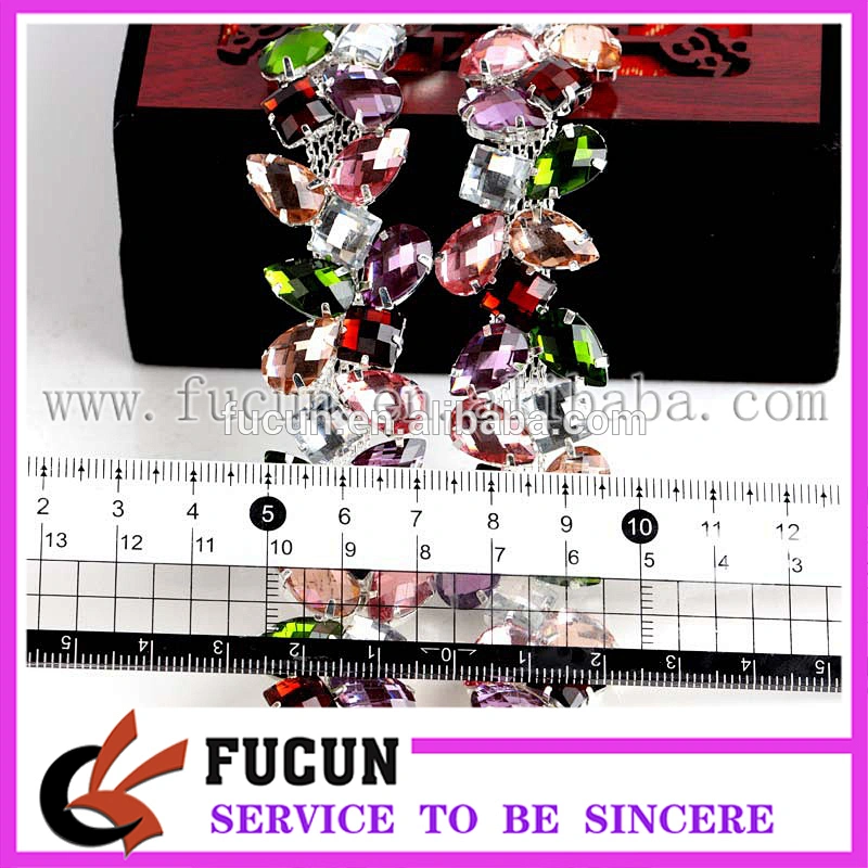 Multi-colored rhinestone chain hair dress collar rhinestone trimming