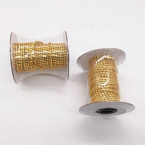 high quality fancy rhinestone cup chain roll 3mm gold settings empty cup chain